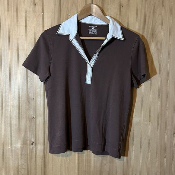 New York & Company Shirt Womens Size Large Short Sleeve Collared Button Up - Picture 1 of 4